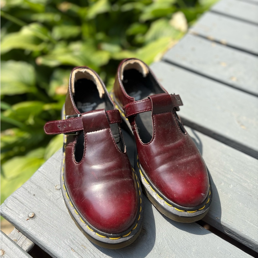 Dr. Martens Polley T-Bar Mary Jane in Cherry Red (Oxblood)